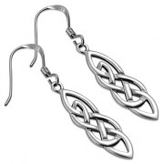 Long Celtic Knot Silver Earrings, ep223